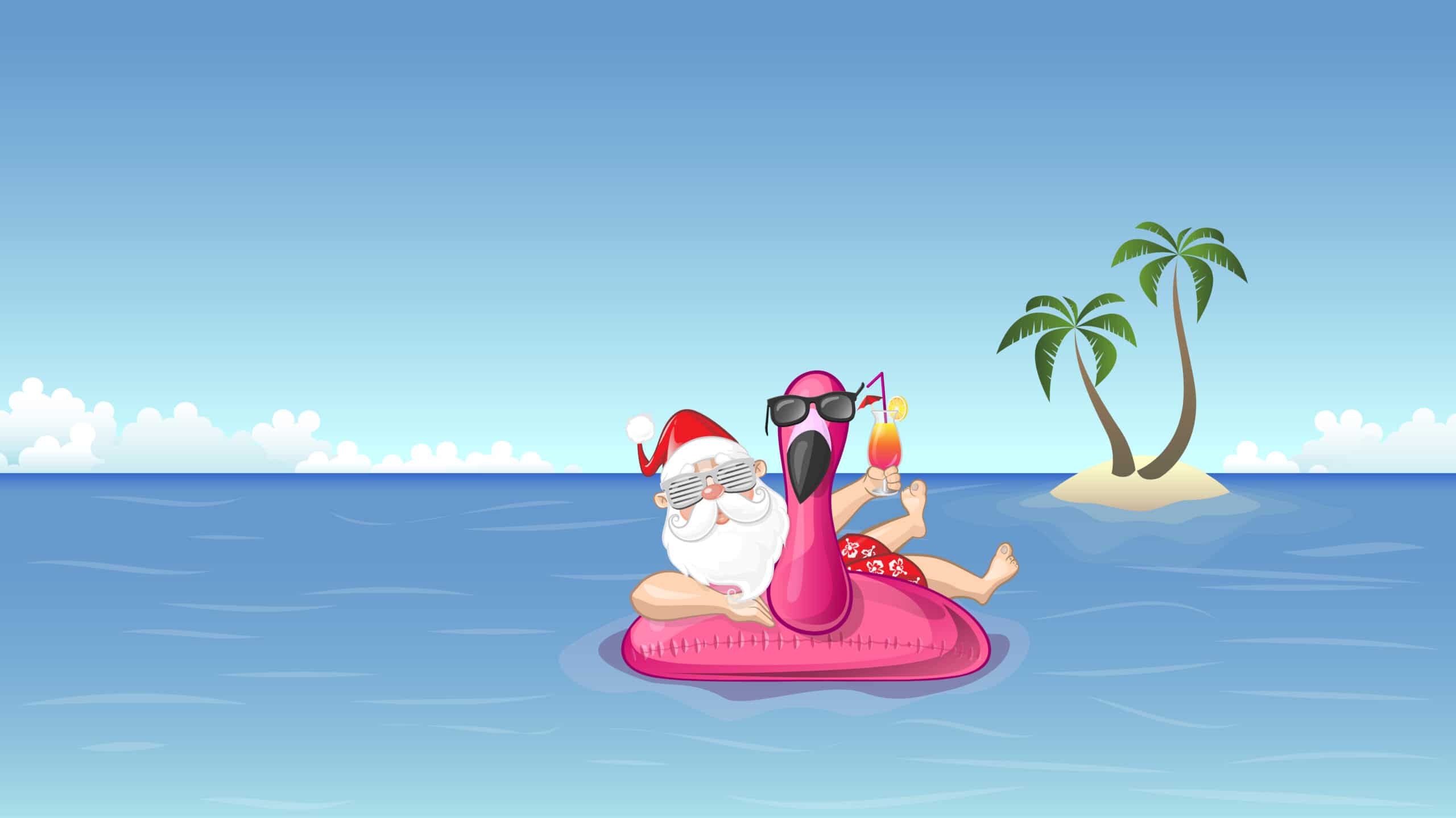 Santa on Pool Float